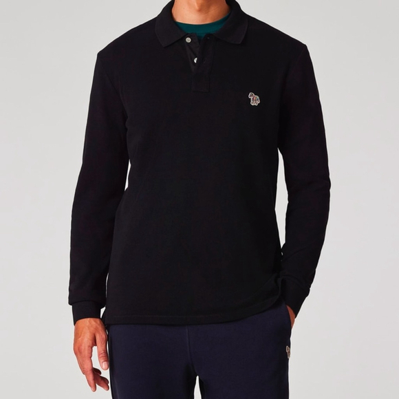 Paul Smith black long sleeve polo shirt size large - Picture 1 of 7